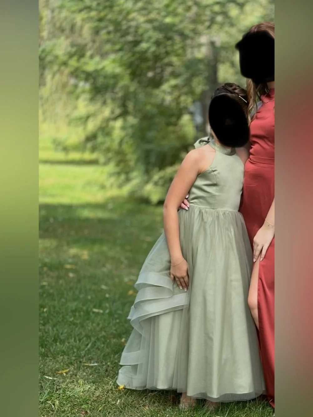 Azazie Pistachio Layered Tulle Flower Girl Gown